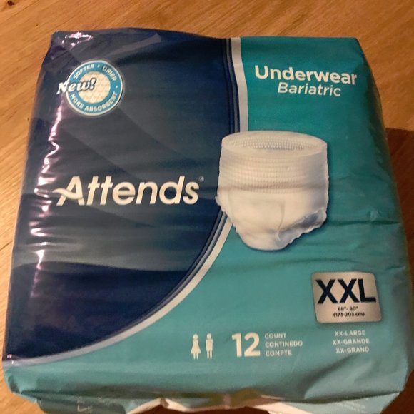 New Attends Bariatric Underwear - Heavy Absorbency 12 counts XXL - Picture 1 of 2